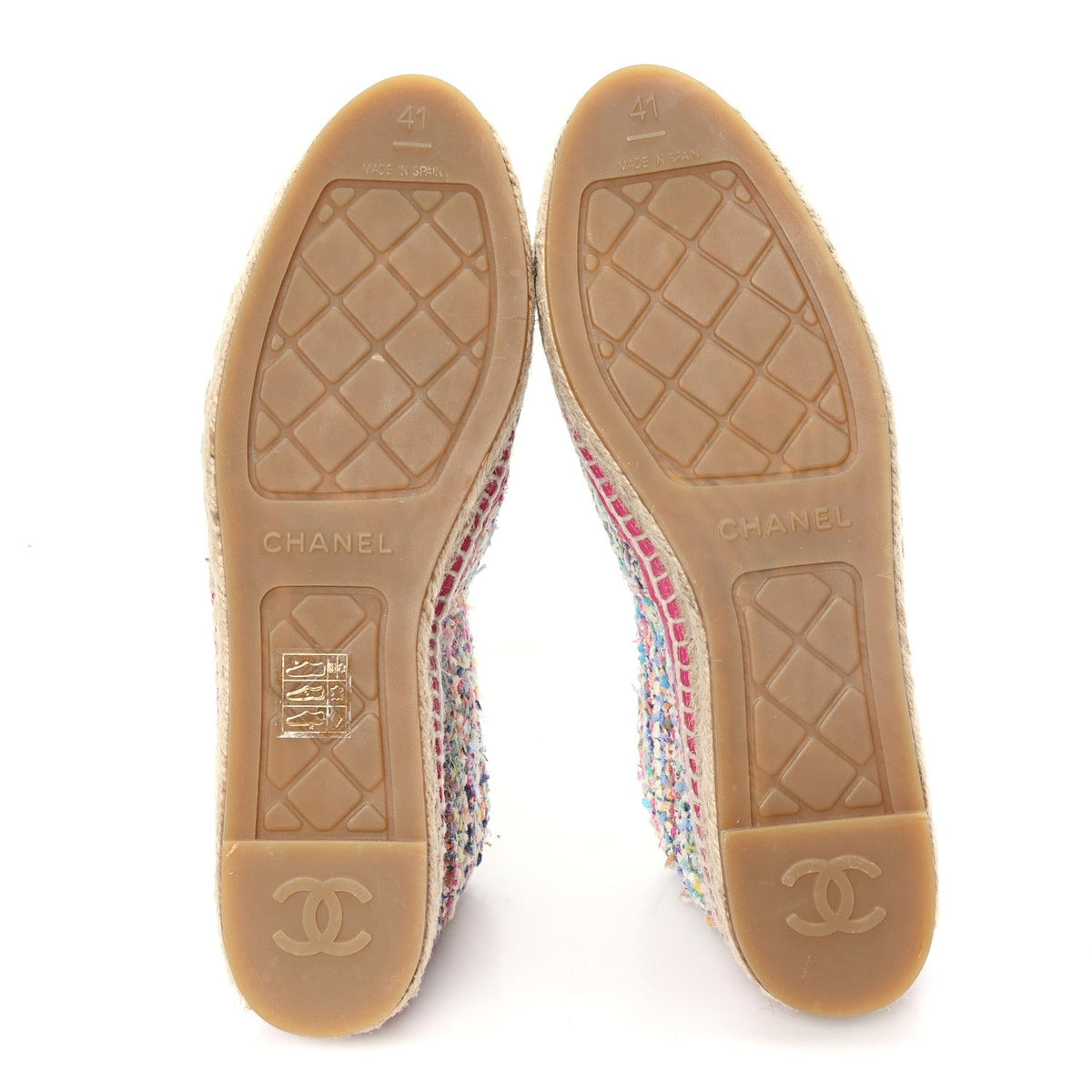 Cotton Tweed Grosgrain CC Espadrilles 41 Multicolor Black