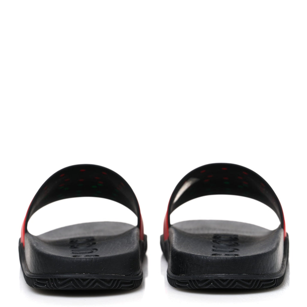 Rubber Web Womens Interlocking G Slide Sandals 35 Black Green Red