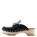 Natural Calfskin Metal Triangle Logo 45mm Clogs 40 Black Sabbia