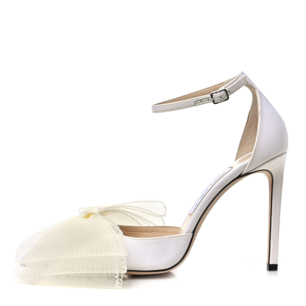 Satin Crystal Averly Bow 100 Pumps 39.5 Latte