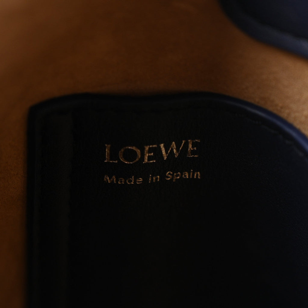 Soft Grained Calfskin Mini Pebble Bucket Bag Navy