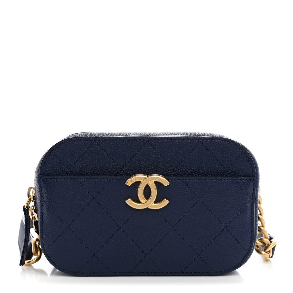 Caviar Quilted Waist Bag Navy Blue