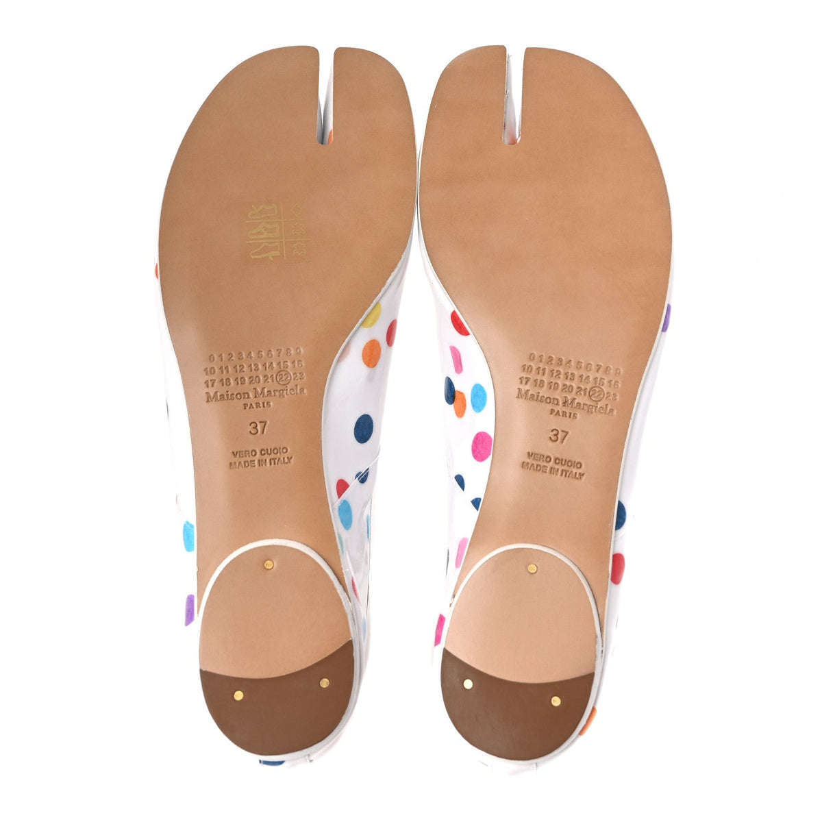Coated Canvas Confetti Printed Tabi New Ballerina Flats 37 White Multicolor