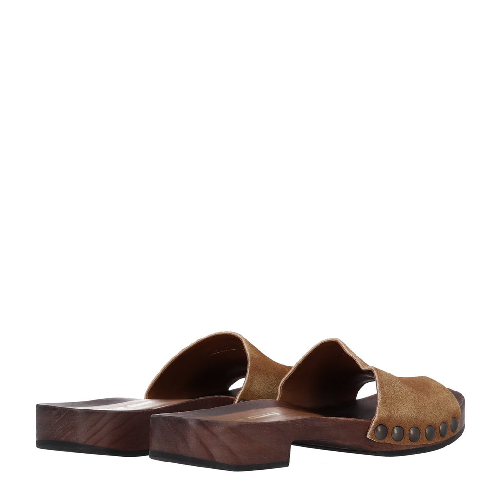 Suede Logo Slide Clogs 36 Cannella