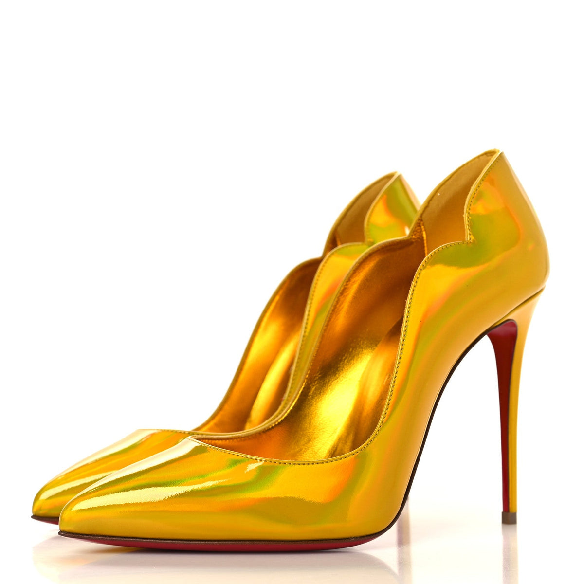 Metallic Patent Hot Chick 100 Pumps 38 Yellow