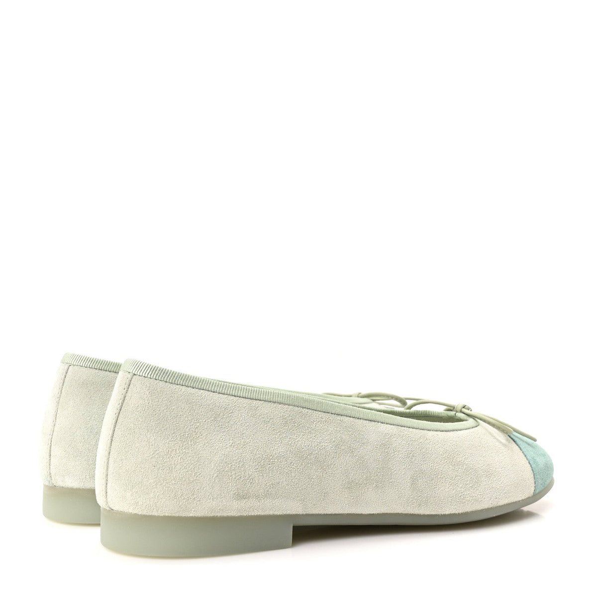 Suede Calfskin Cap Toe CC Ballerina Flats 38 Light Green