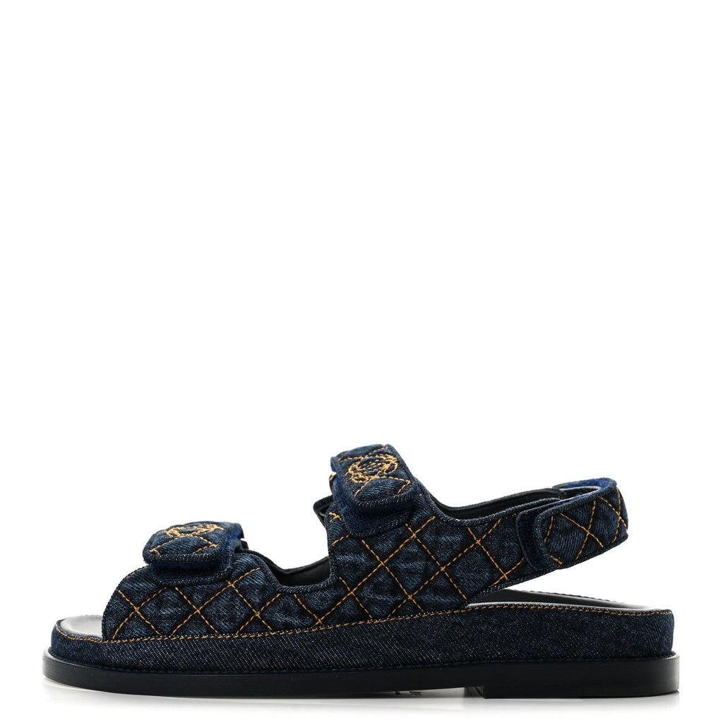 Denim Velcro Dad Sandals 36.5 Navy Blue