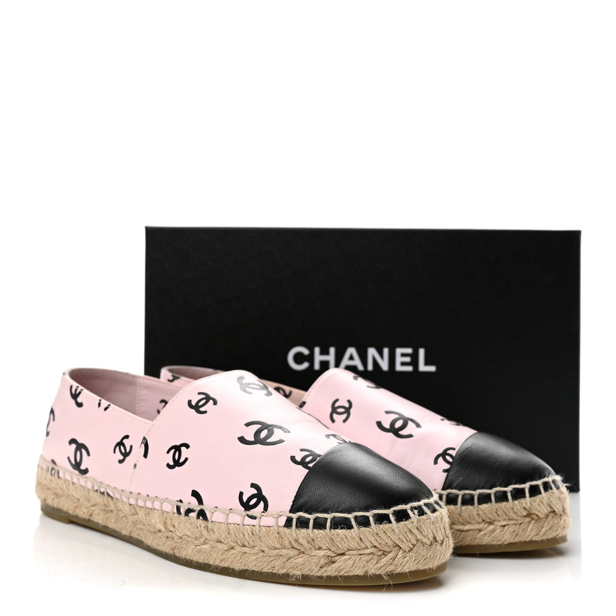 Lambskin Printed Coco Beach Espadrilles 40 Light Pink Black
