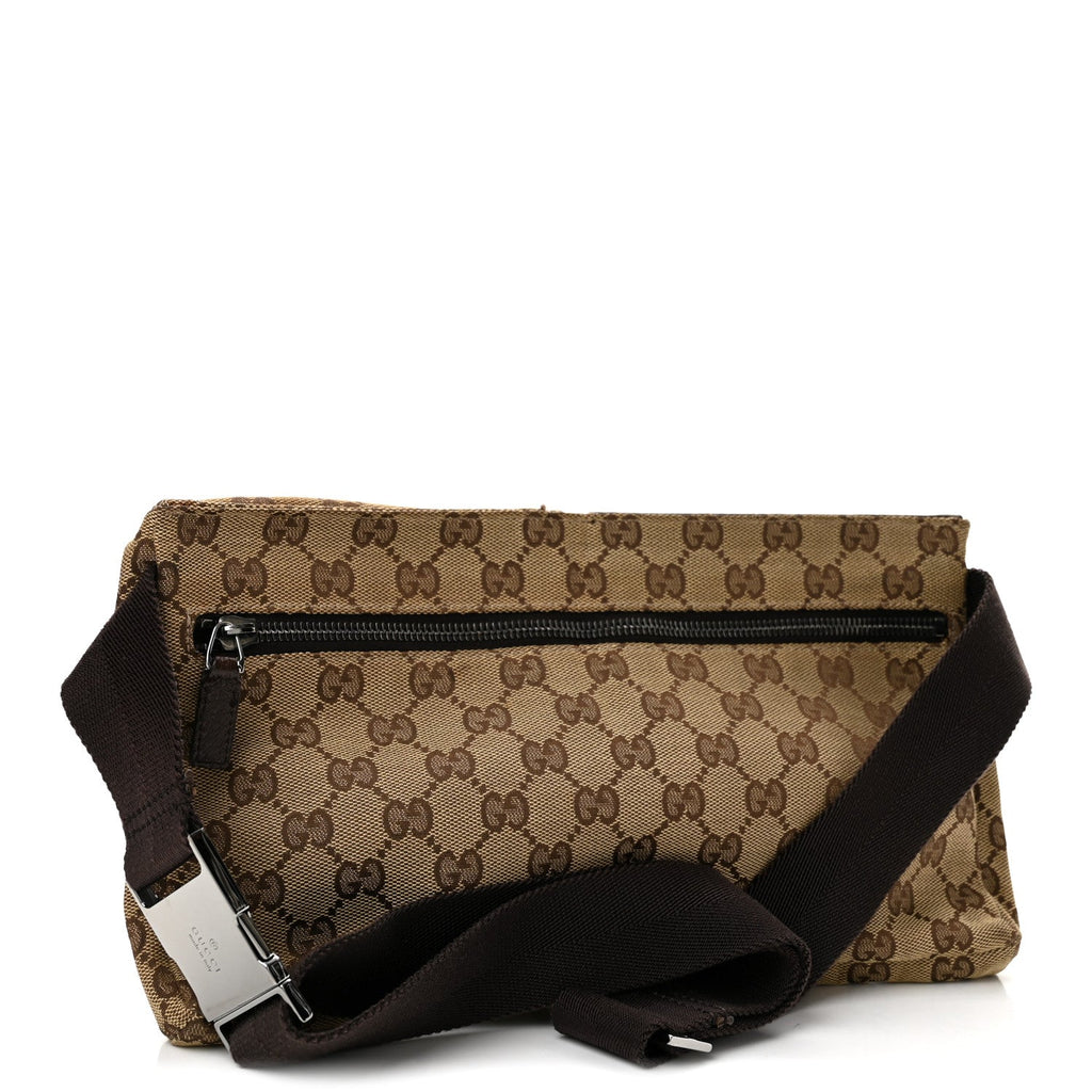 GG Monogram Double Pocket Belt Bag Dark Brown