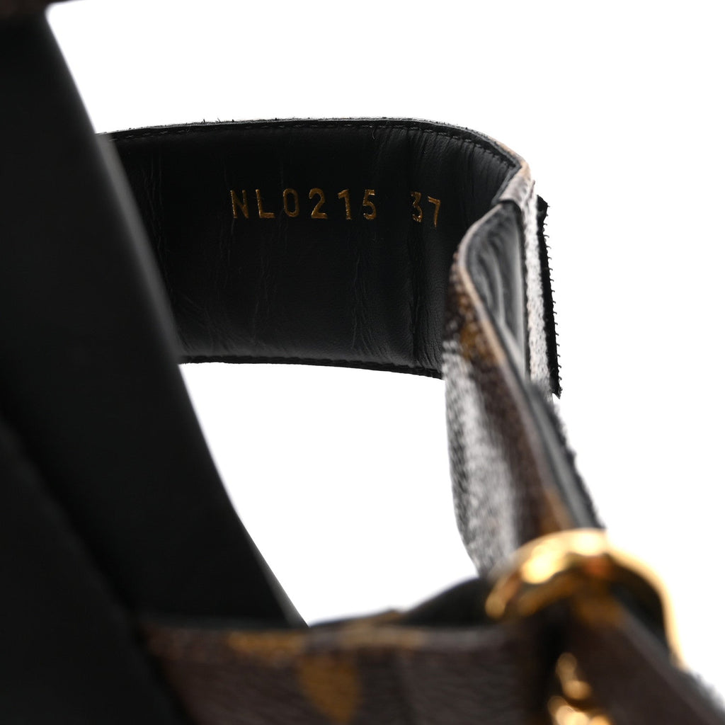 Monogram LV Sunset Comfort Flat Sandals 37 Cacao Brown