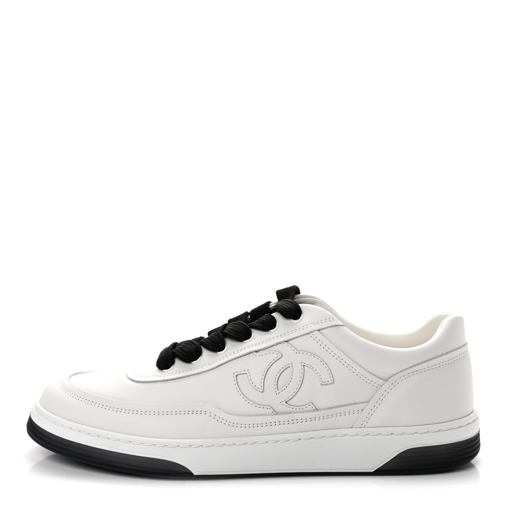 Calfskin CC Womens Sneakers 40 White Black