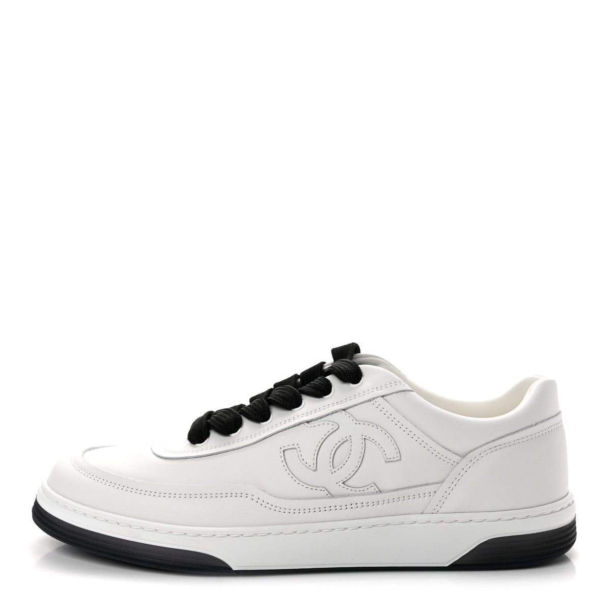 Calfskin CC Womens Sneakers 40 White Black