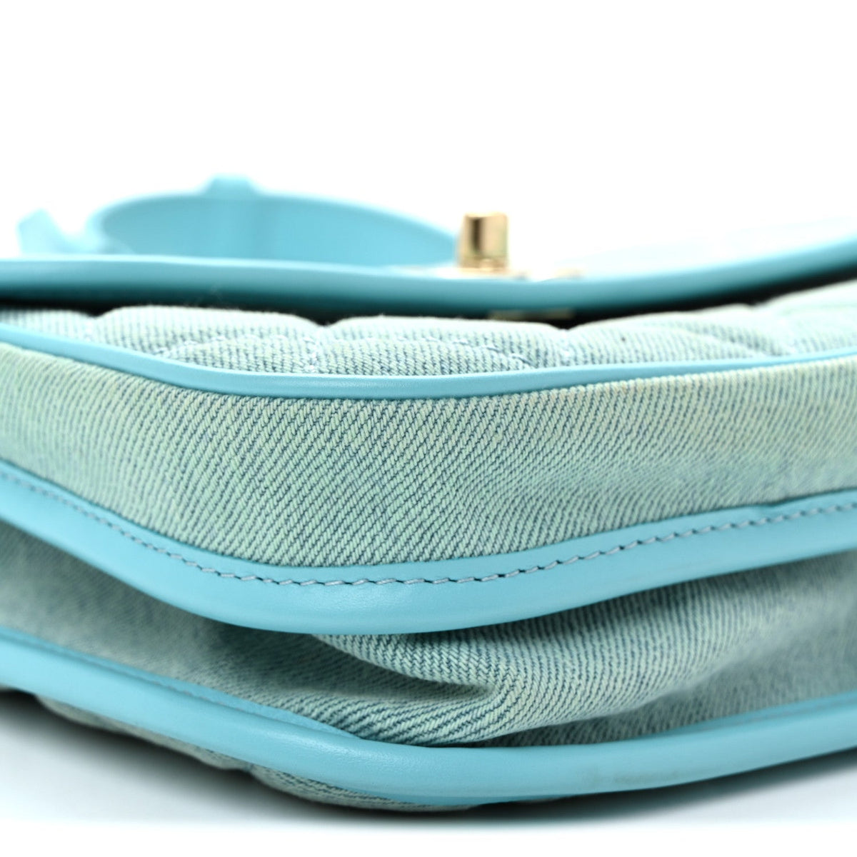 Denim Quilted Small Messenger Flap Neon Blue