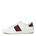 Calfskin Crocodile Web Womens Ace Sneakers 37.5 White Green