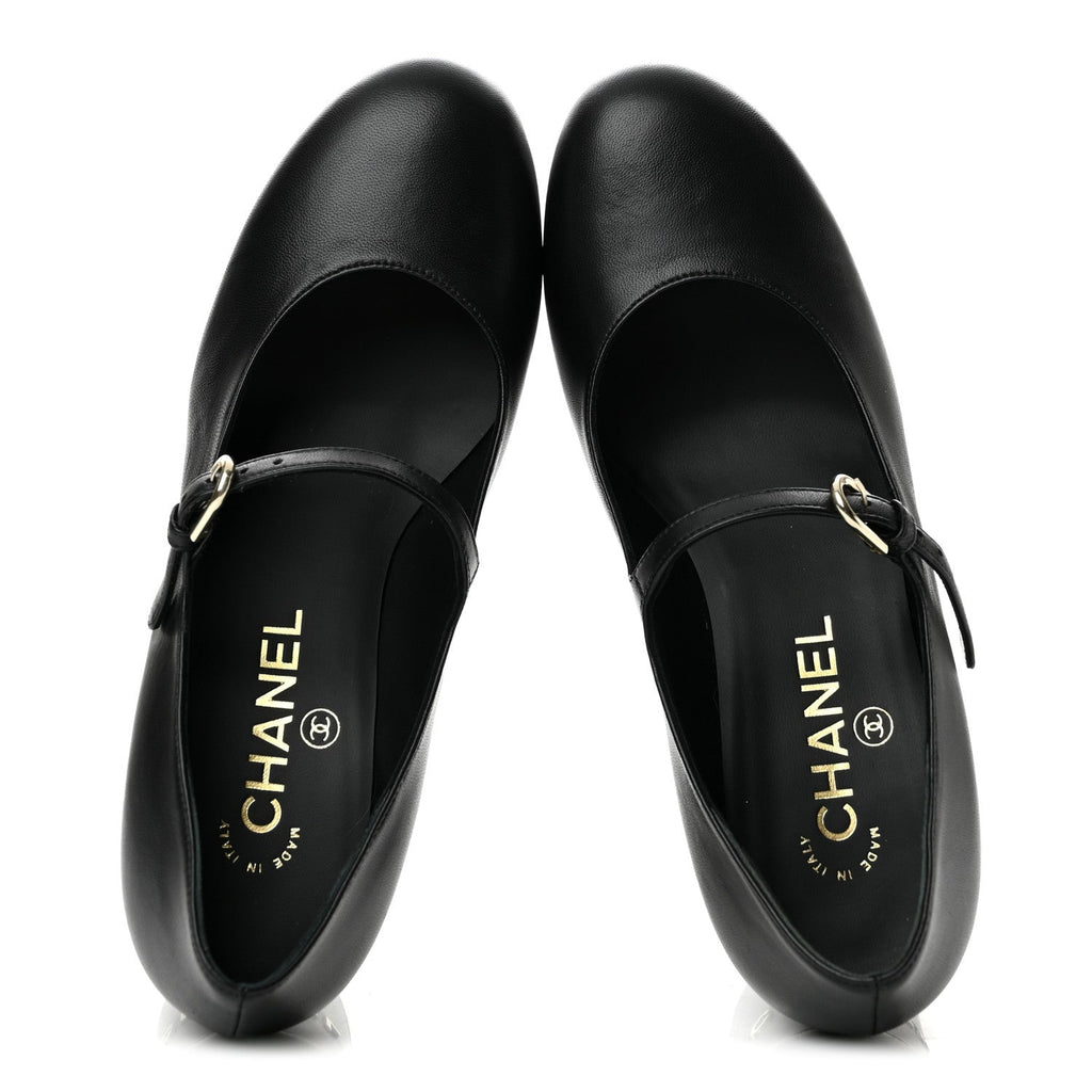Lambskin Mary Jane Platform Pumps 37 Black