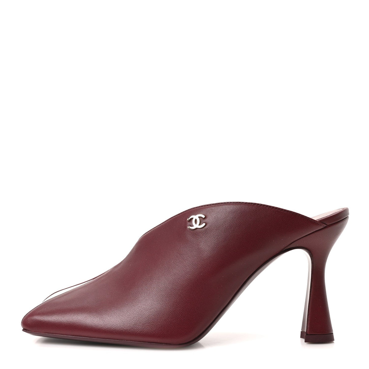 Lambskin Squared Toe Mules 39.5 Dark Burgundy Light Green
