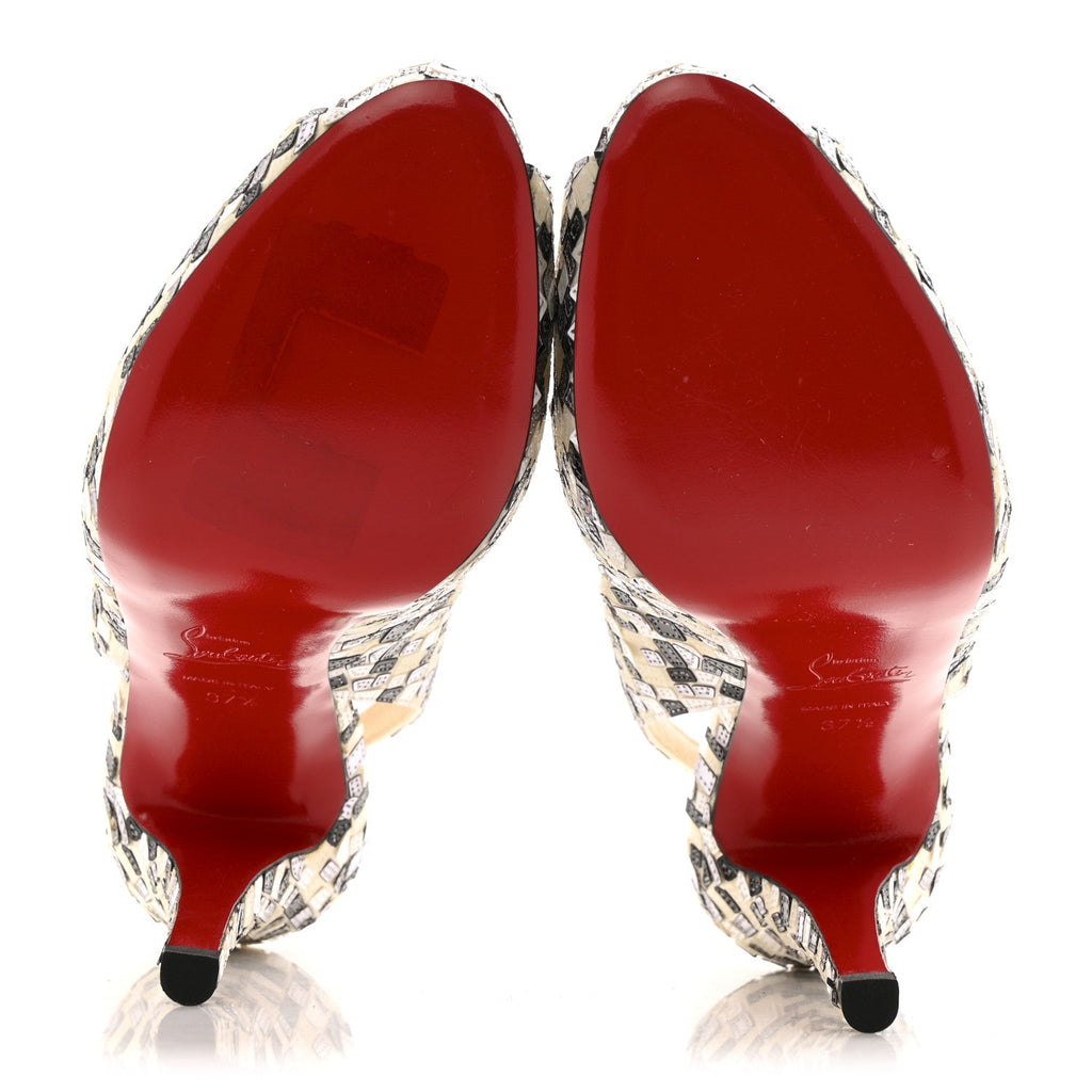 Satin Mosaique No Prive 120 Pumps 37.5 Silver Black White