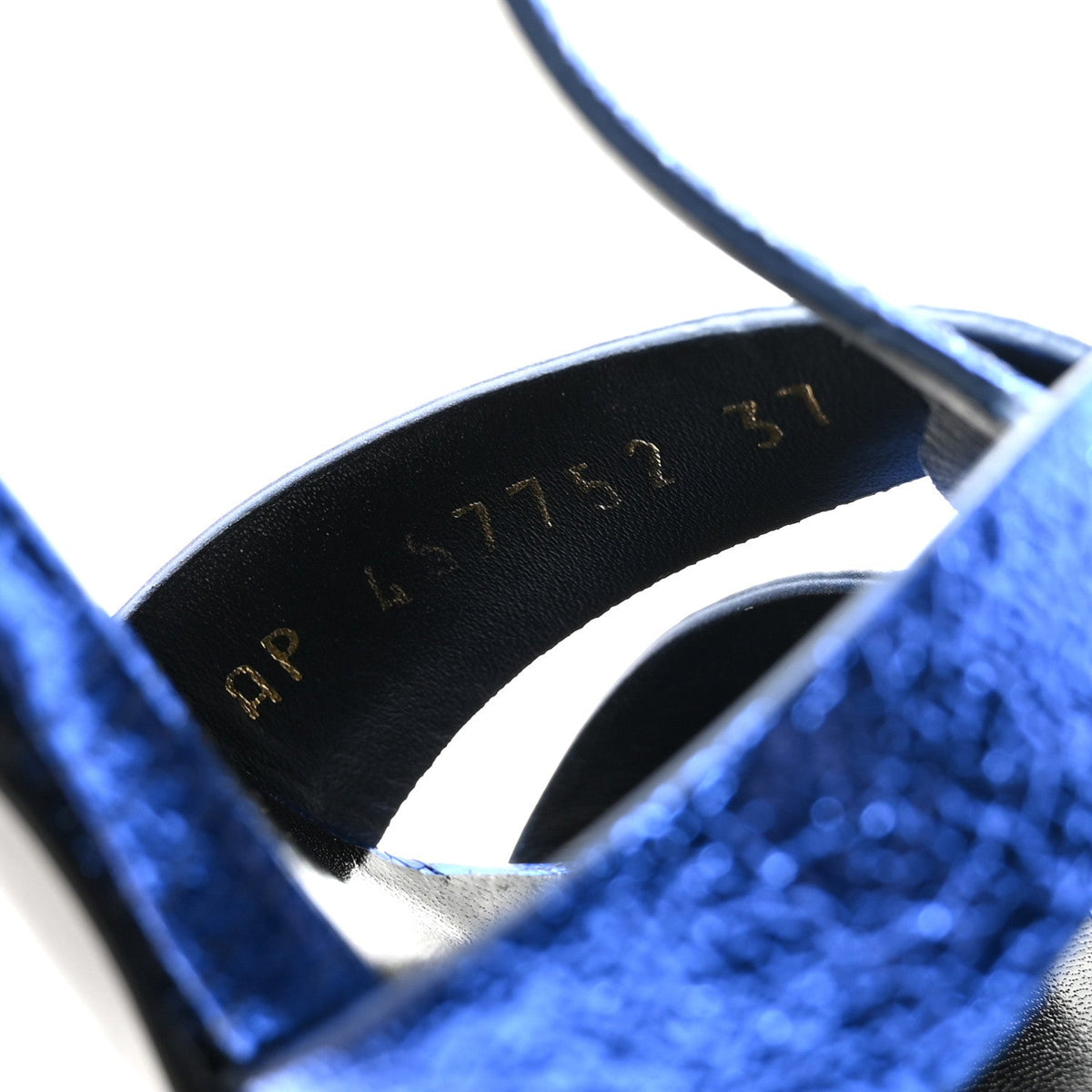 Metallic Calfskin Tribute 105 Platform Sandals 37 Blue