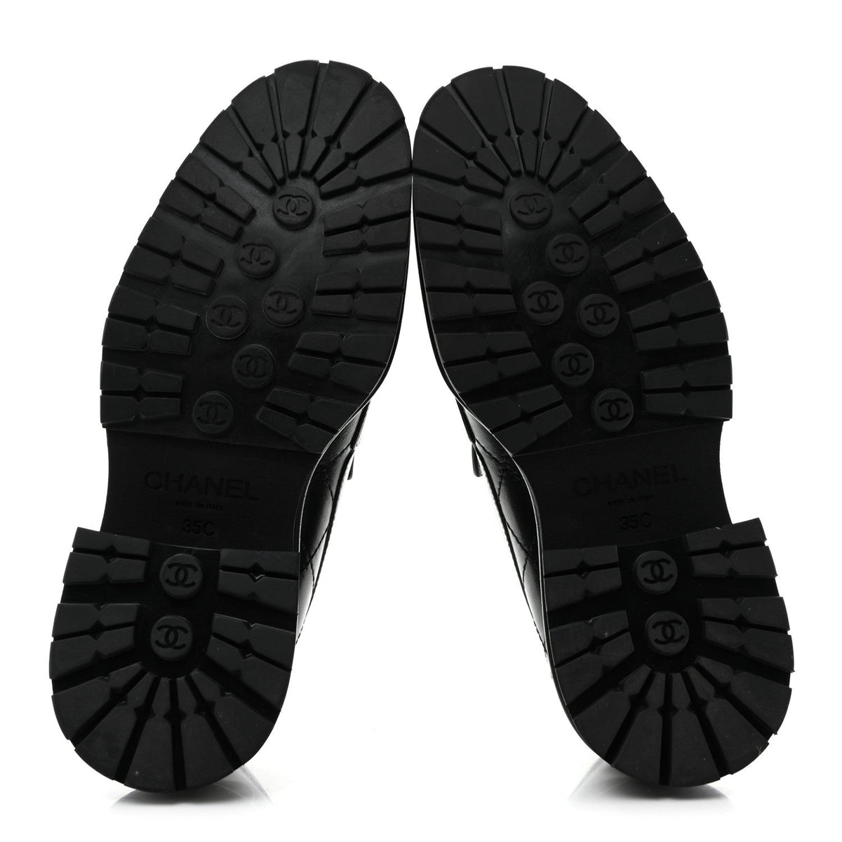 Calfskin Quilted CC Mocassin Loafers 35 Black