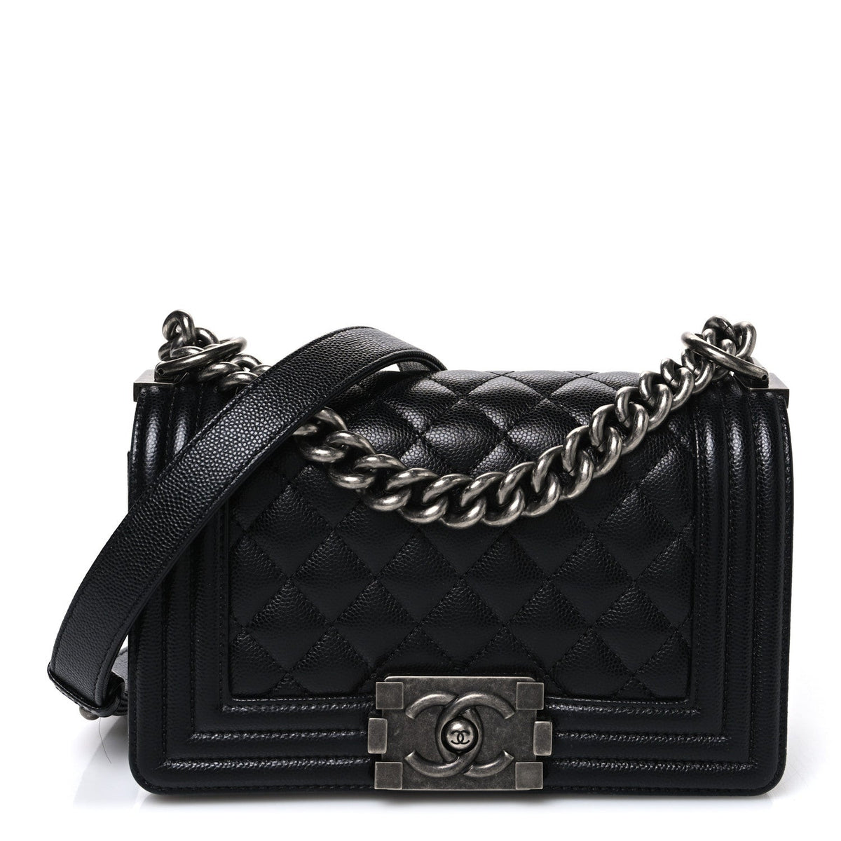 Caviar Quilted Small Boy Flap Black