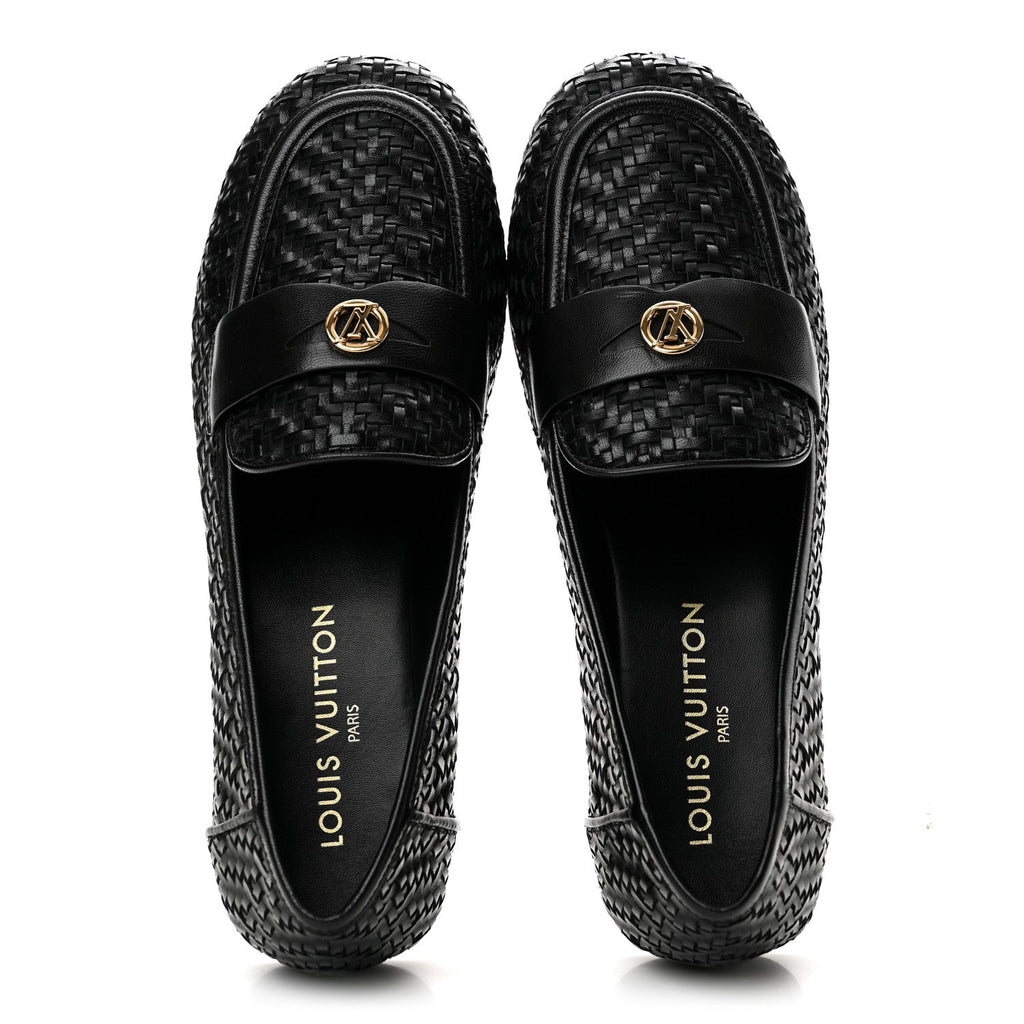 Goatskin Braided Soho Flat Loafer 41 Black
