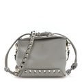 Grained Calfskin Rockstud Mini Bucket Bag Opal Grey