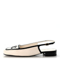 Lambskin Patent Calfskin CC Slingback Flats 40 White Black