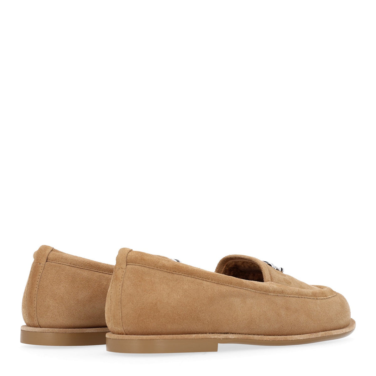Suede Calfskin CC Loafers 38.5 Dark Beige