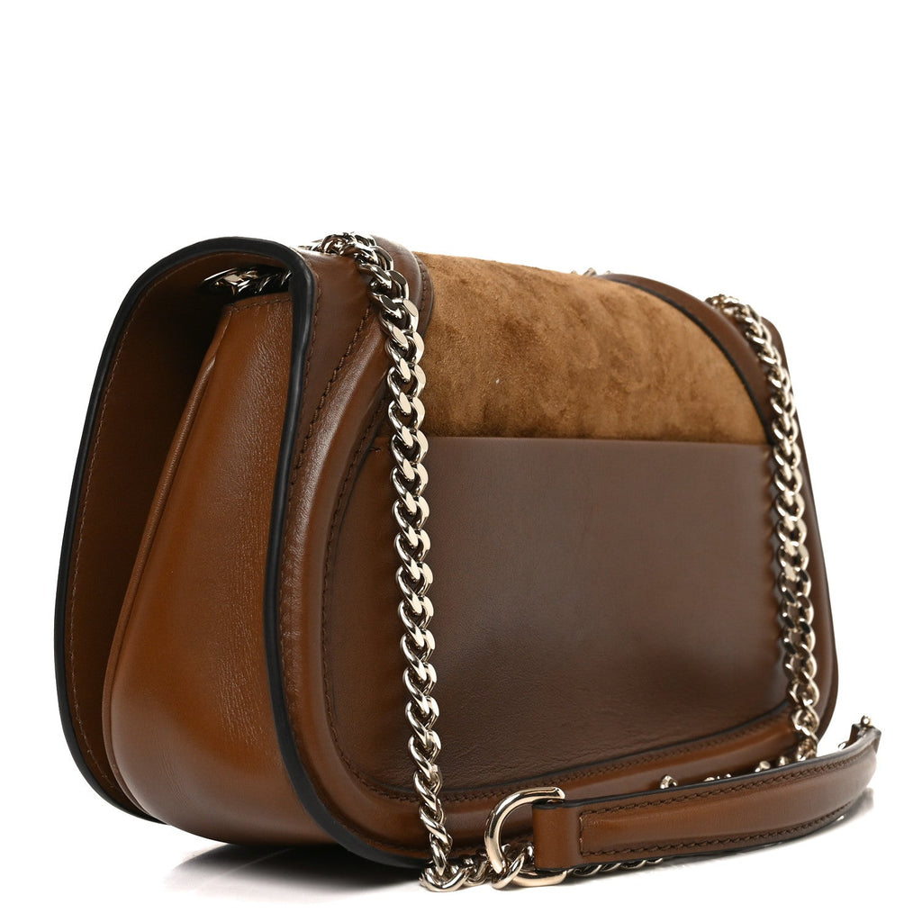 Suede Calfskin Blondie Medium Shoulder Bag Light Brown