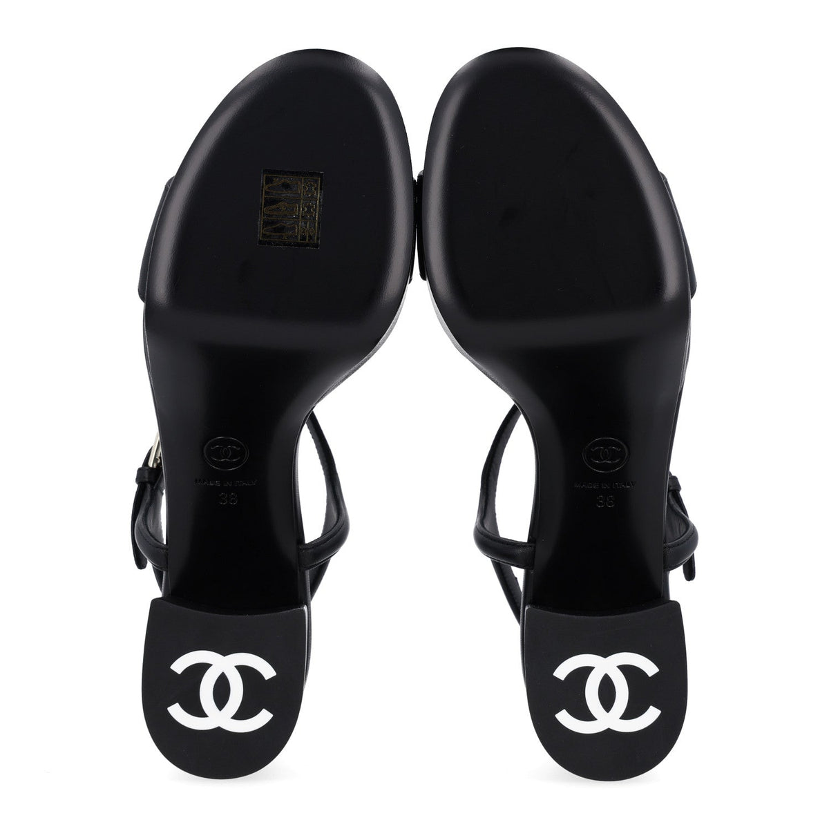 Lambskin Logo Platform Sandals 38 Black