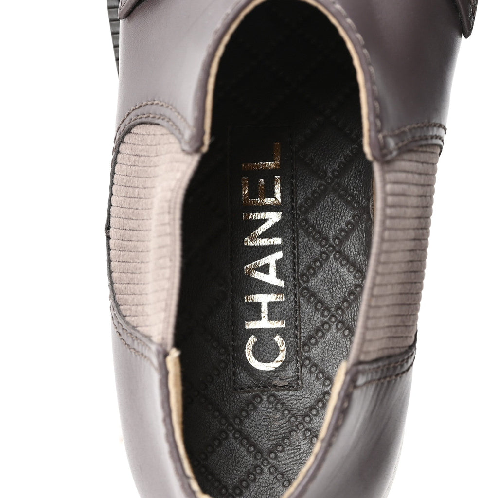 Calfskin Elastic Short Boots 39.5 Beige