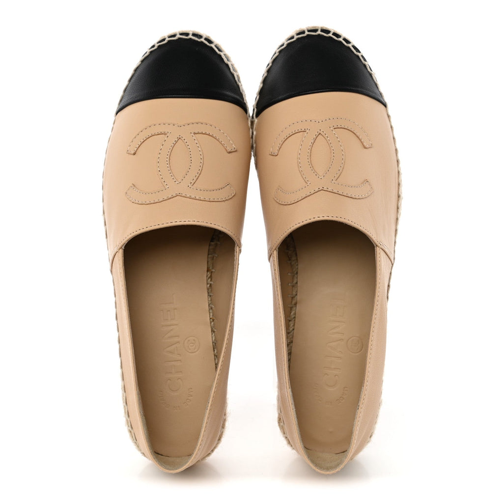 Lambskin CC Espadrilles 37 Beige Black