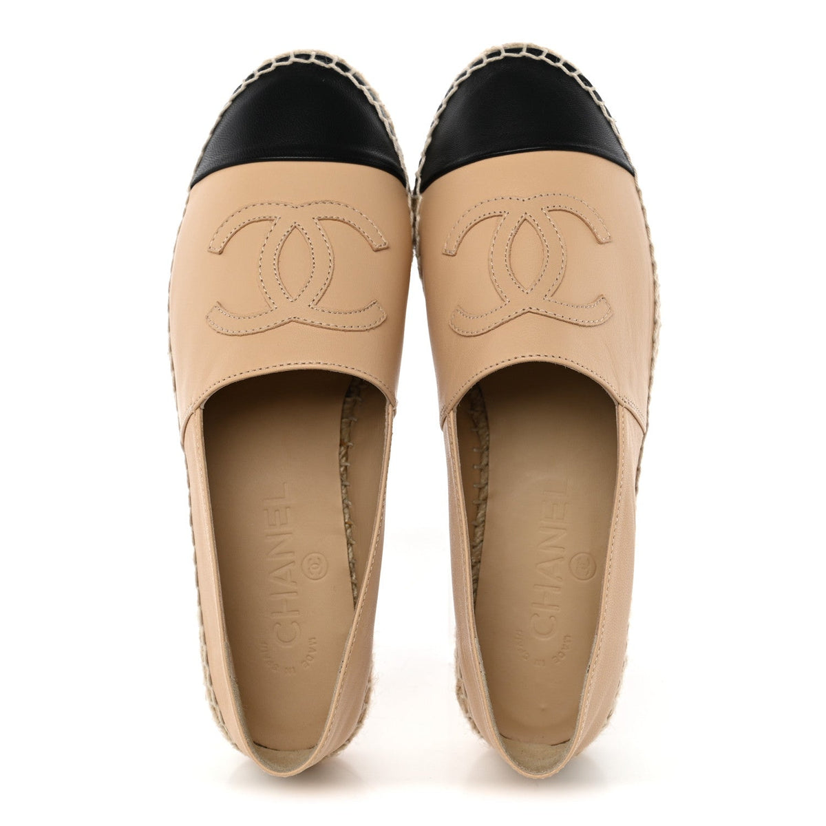 Lambskin CC Espadrilles 37 Beige Black