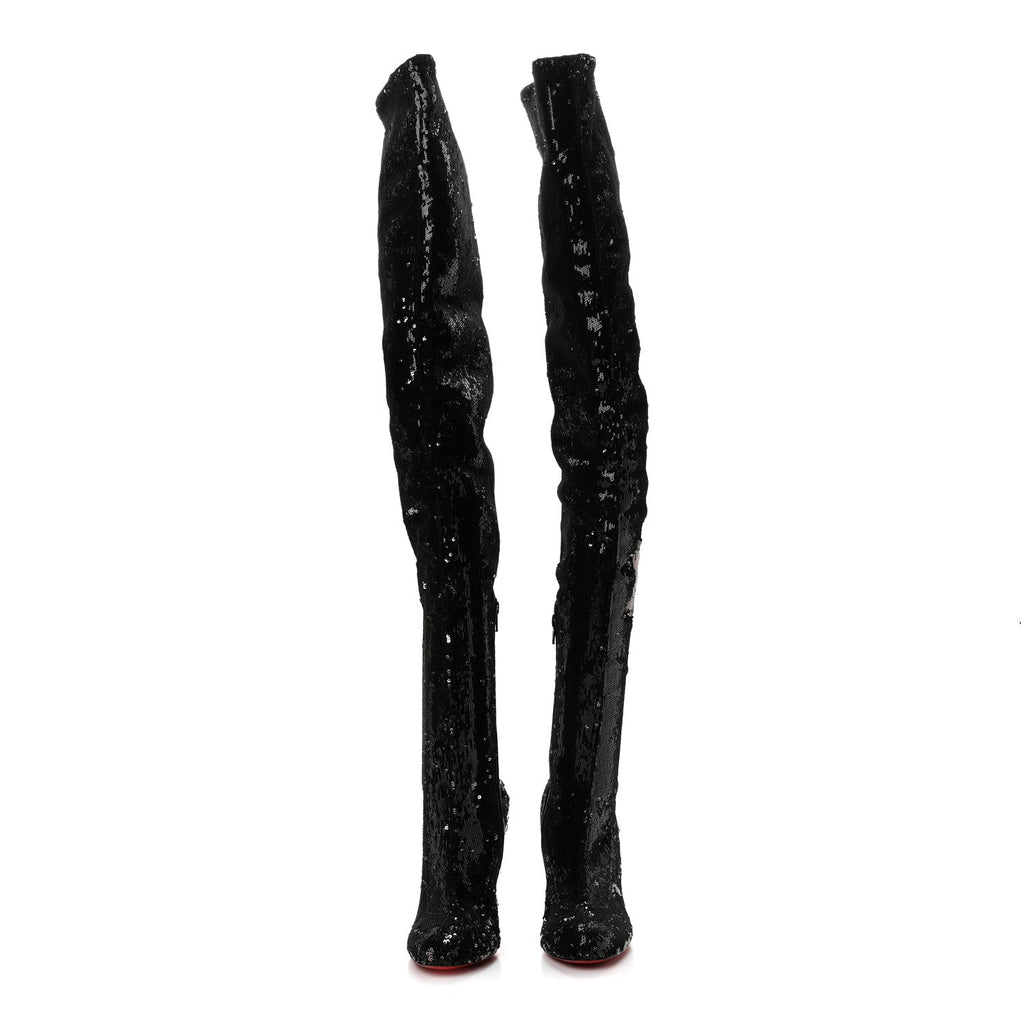Sequin Lousie X 100 Over The Knee Boots 37 Black Platine
