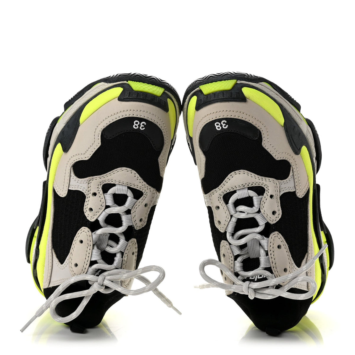 Fabric Mesh Womens Triple S Sneakers 38 Grey Black Jaune Fluo