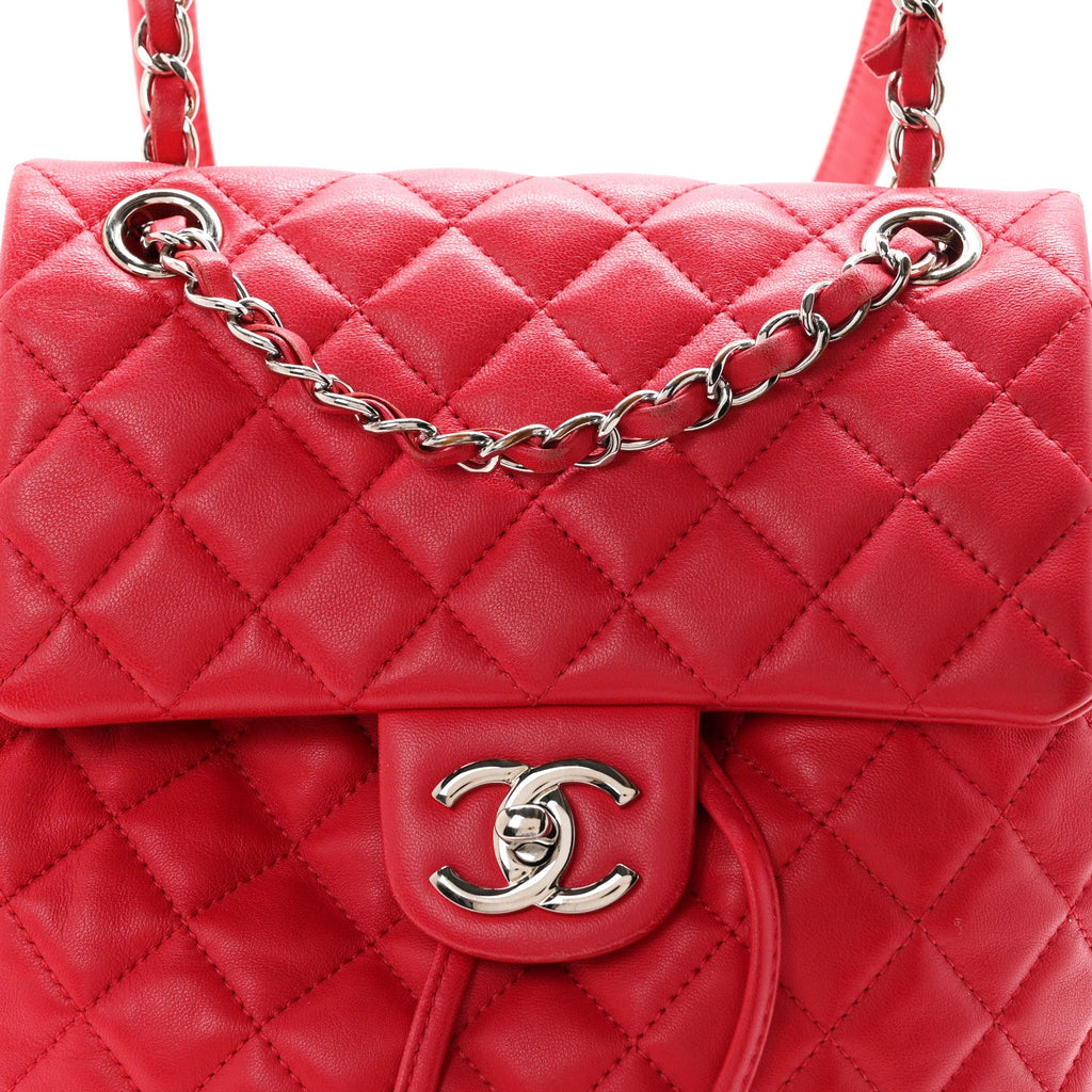 Lambskin Quilted Small Urban Spirit Backpack Dark Pink