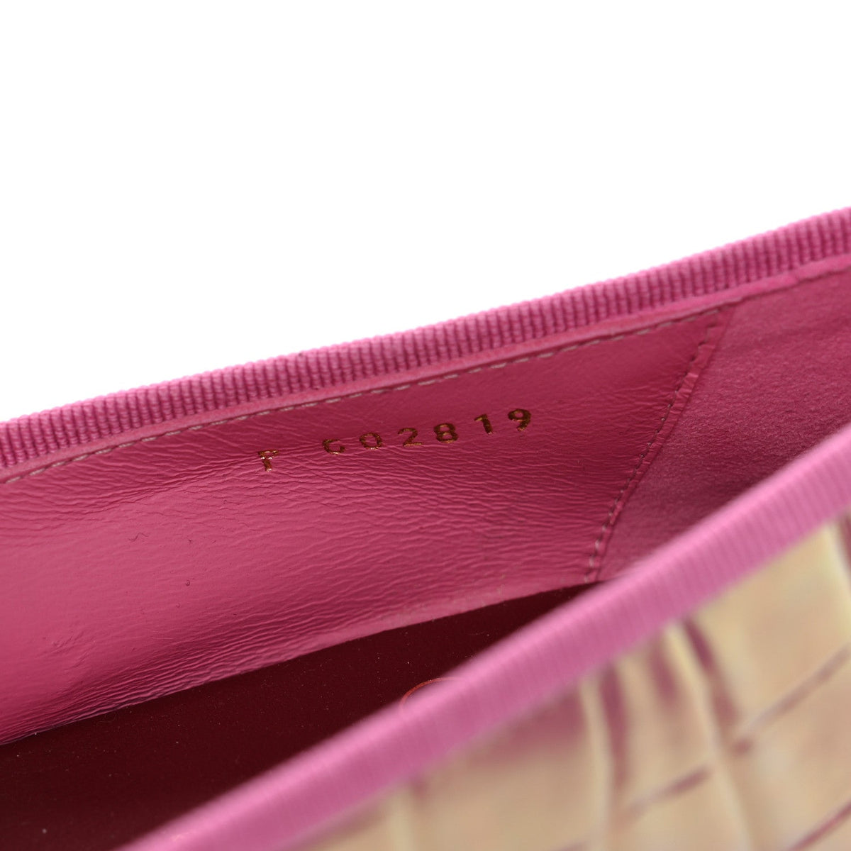 Iridescent Calfskin Crocodile Embossed Ballerina Flats  35.5 Pink