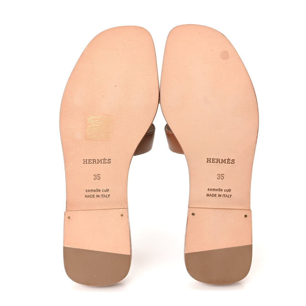 Box Calfskin Oran Sandals 35 Gold