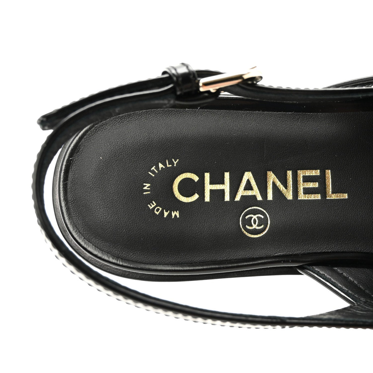 Shiny Calfskin Slingback Loafers 40.5 Black
