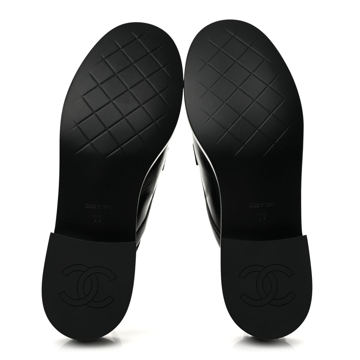 Glazed Calfskin CC Slingback Flats 39 Black