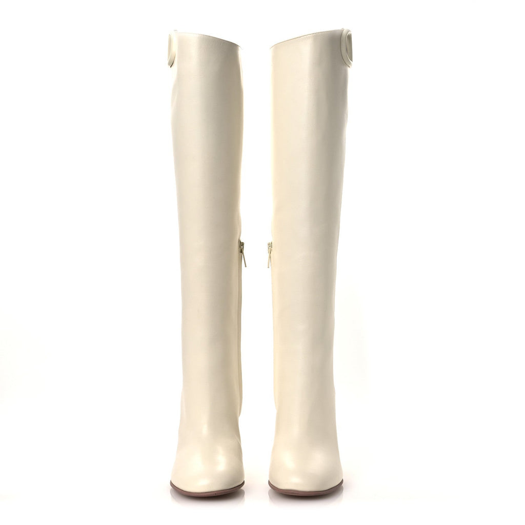 Calfskin Vlogo Knee High 105mm Boots 37 Ivory