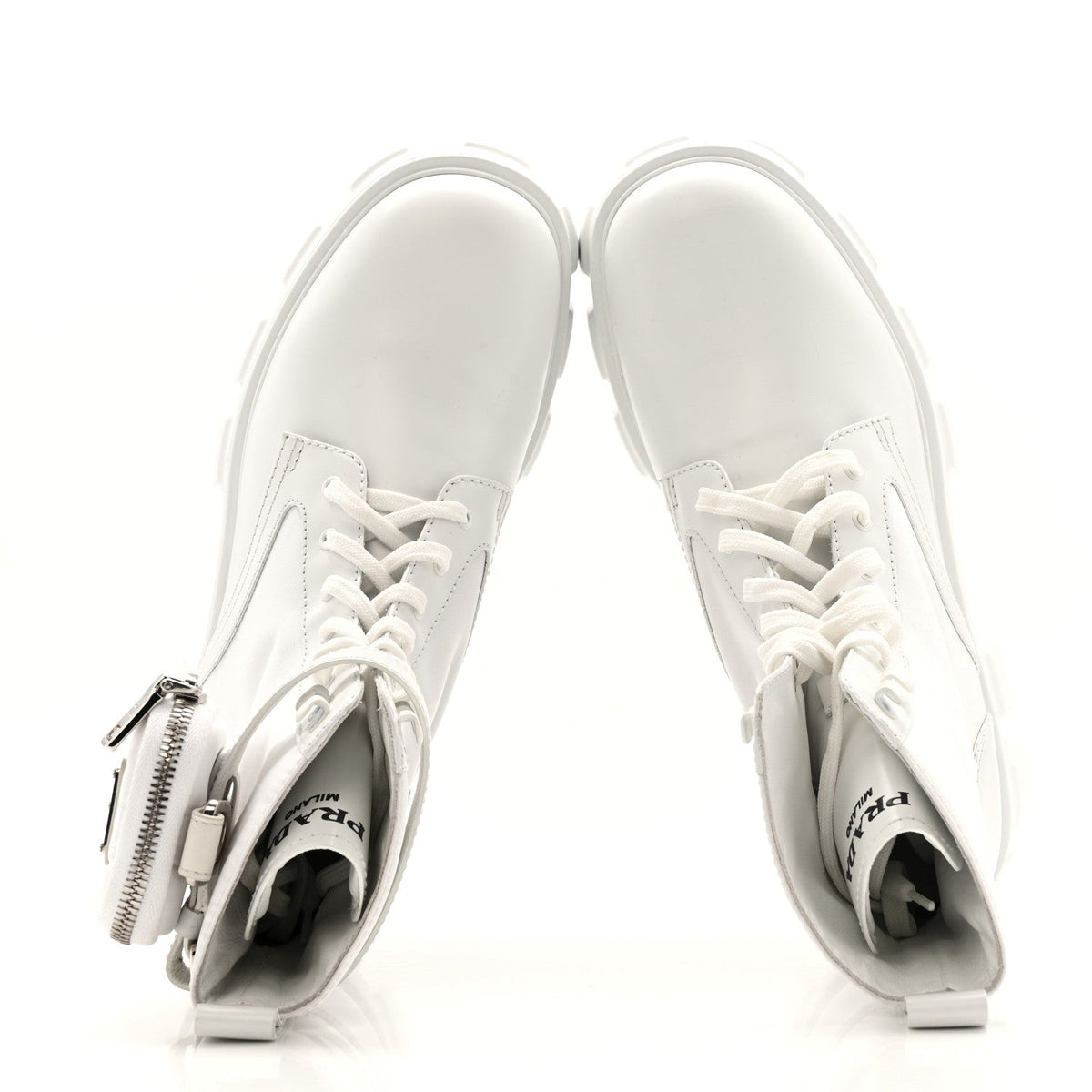 Spazzolato Rois Re-Nylon Metal Triangle Logo Monolith Pouch Pocket 55mm Boots 40 White