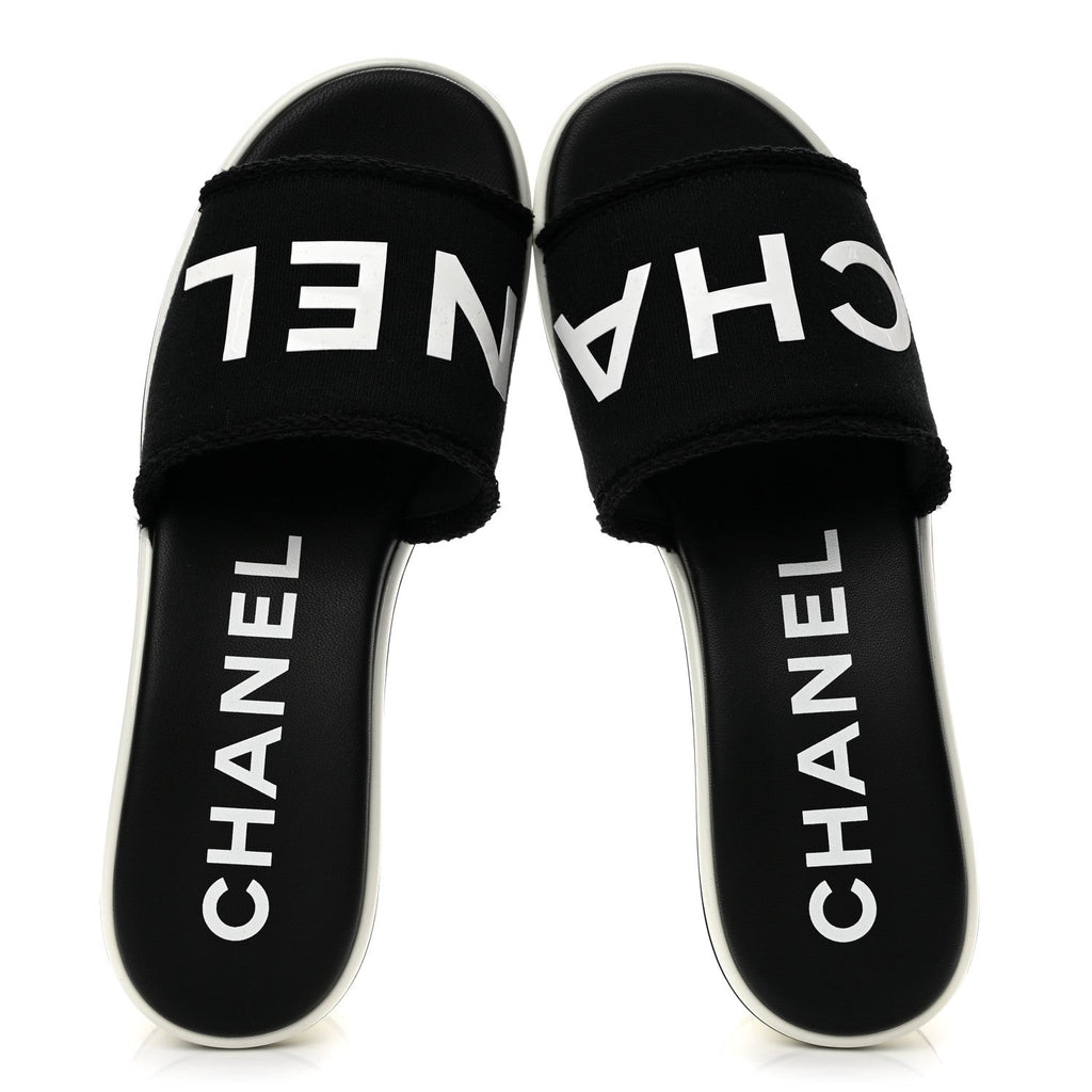 Cotton Logo Mule Sandals 40 Black White