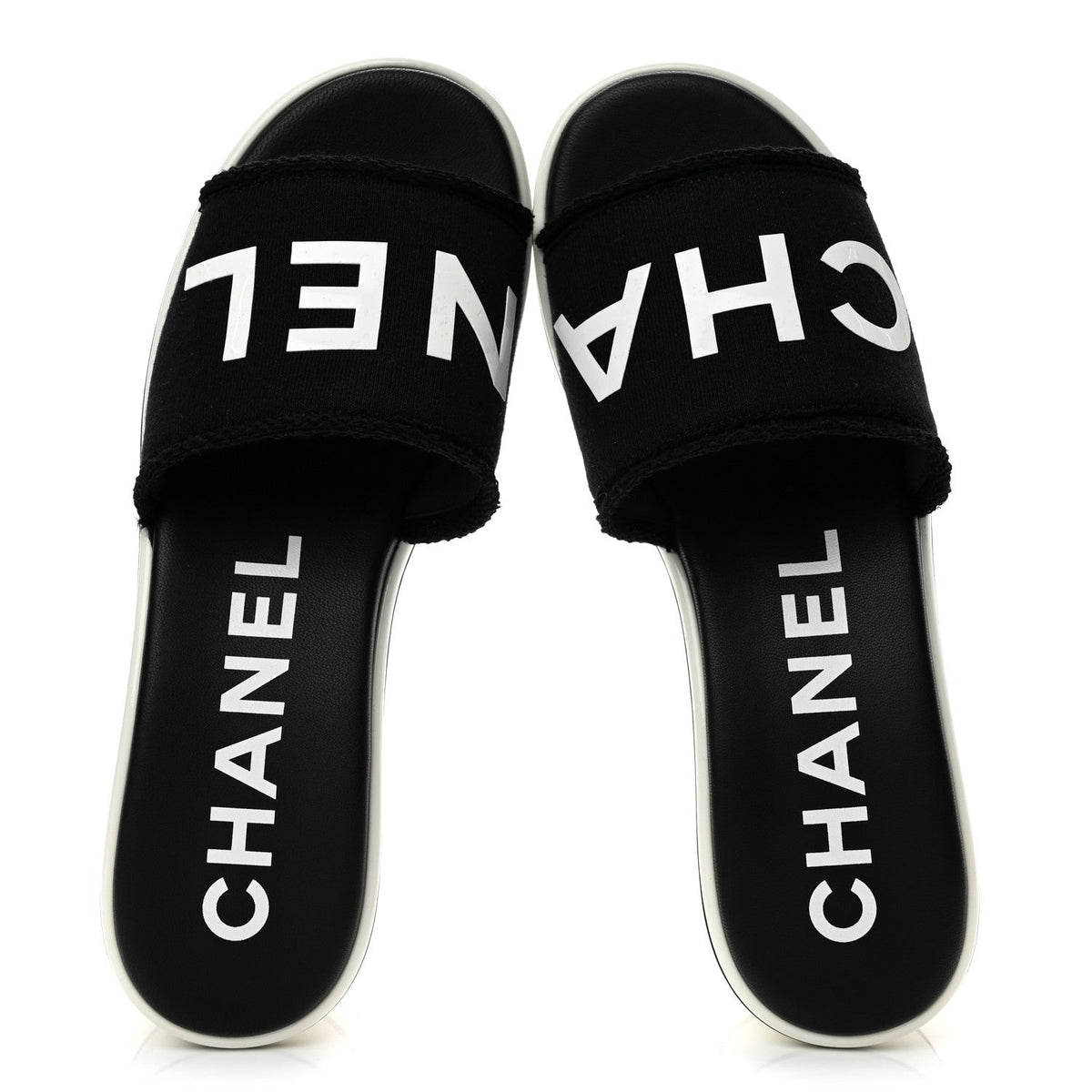 Cotton Logo Mule Sandals 40 Black White