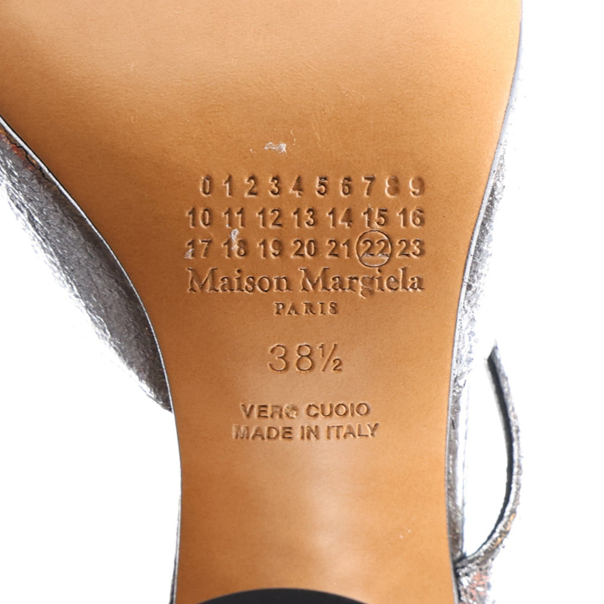 Broken Mirror Calfskin Tabi 80mm Sandal Pumps 38.5 Silver