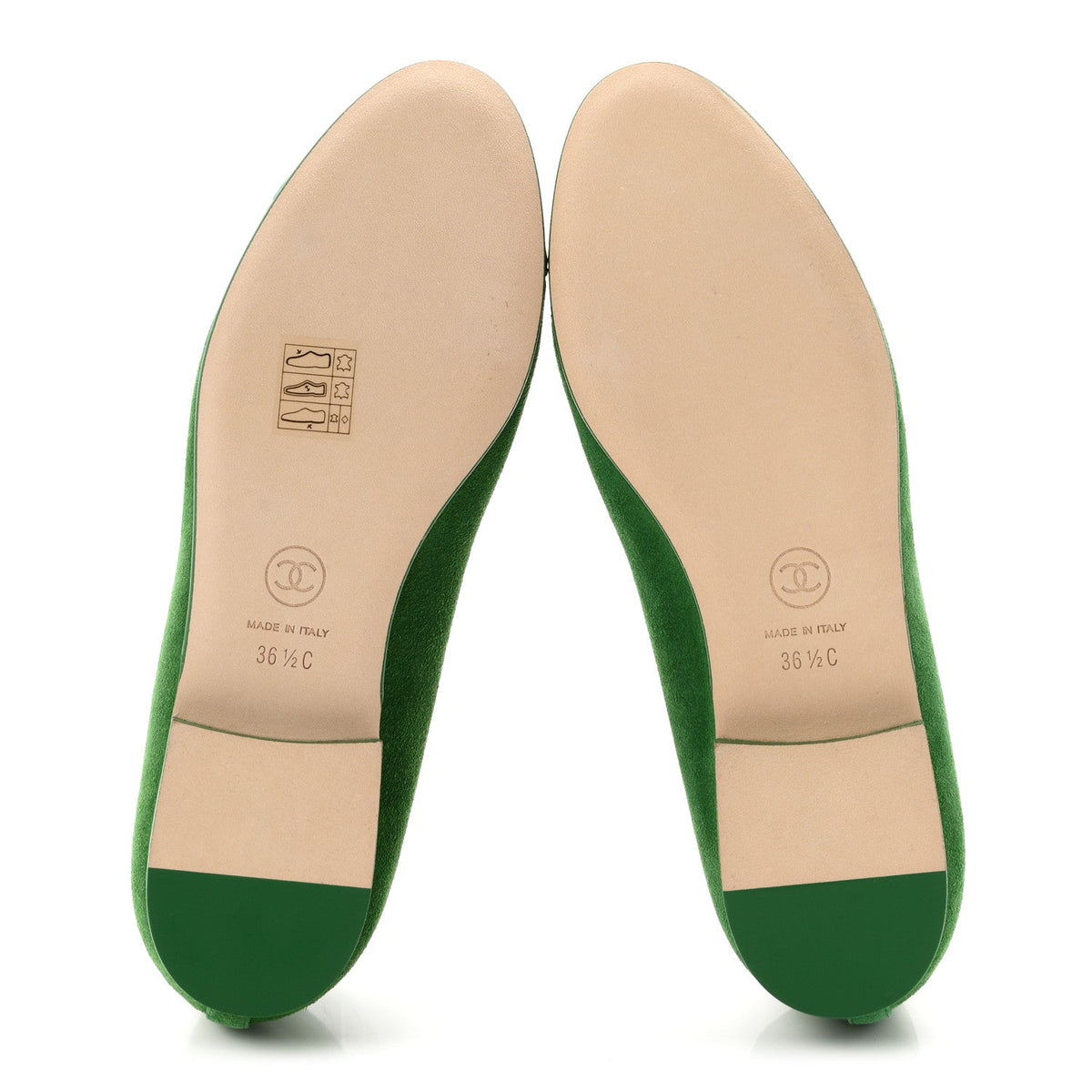 Suede Patent Cap Toe CC Ballerina Flats 36.5 Green