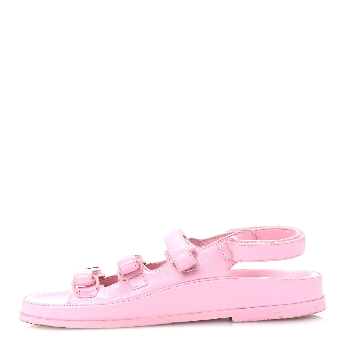 Lambskin Crystal CC Velcro Dad Sandals 35.5 Light Pink