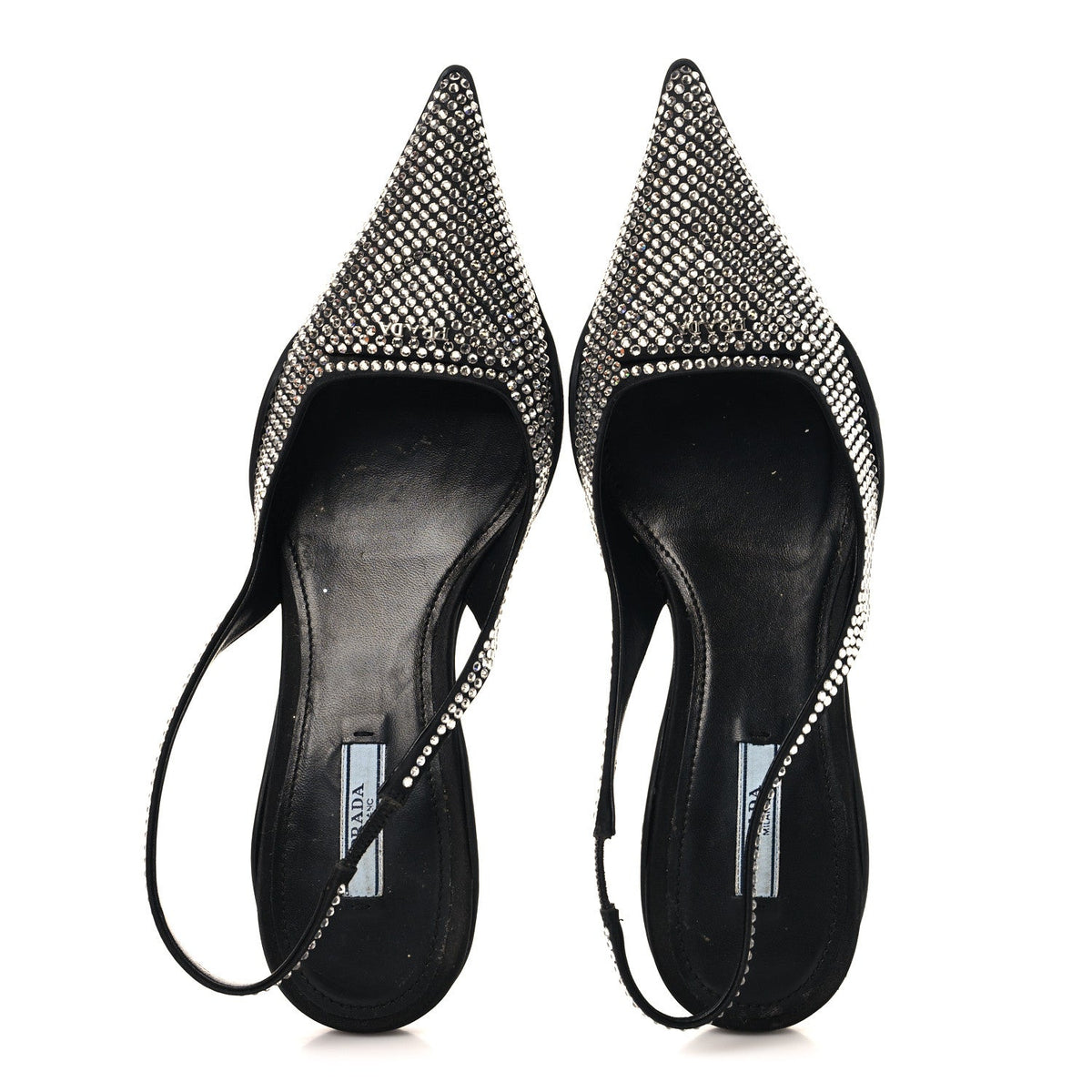 Satin Crystal Logo 45mm Slingback Pumps 38.5 Cristal
