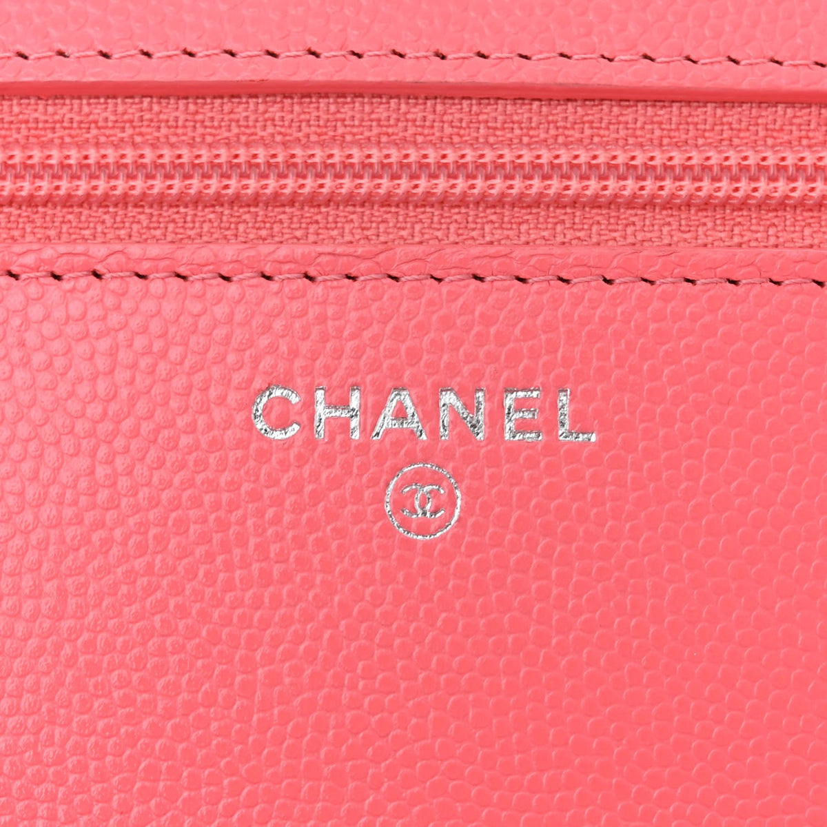 Caviar Quilted My Everything Wallet On Chain WOC Dark Coral