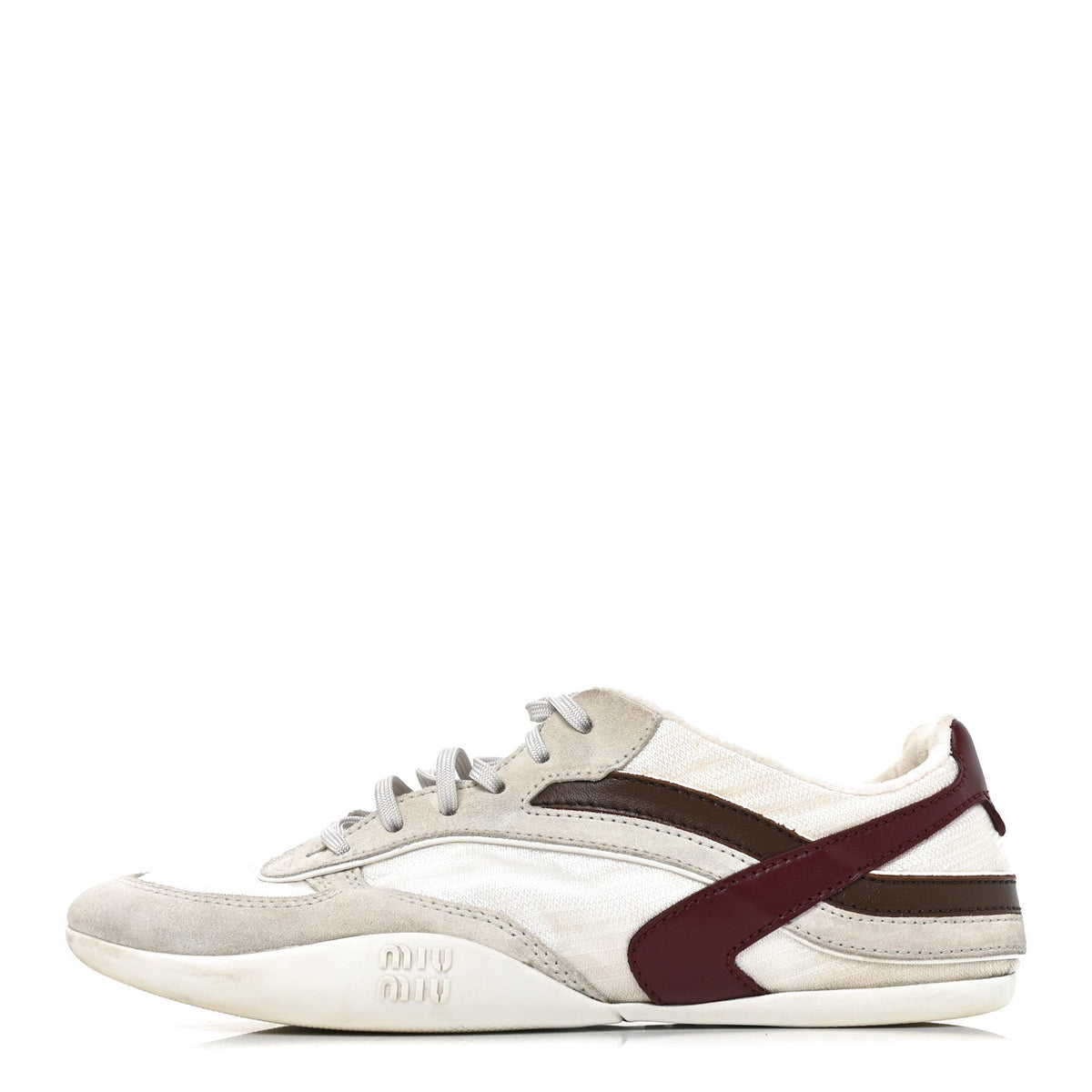 Technical Fabric Suede Gymnasium Sneakers 38 White Burgundy